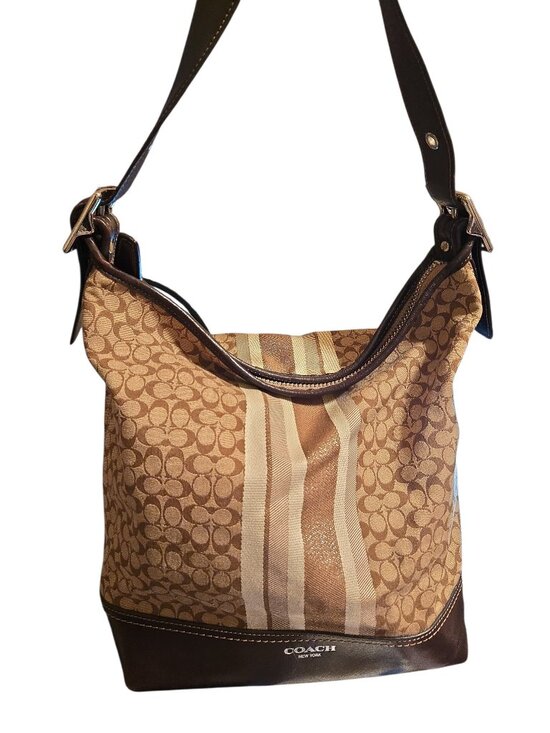 Coach Handbags - Coach Legacy 19918 Vintage Signature Shoulder Bag - Tan/Brown Jacquard & Leather